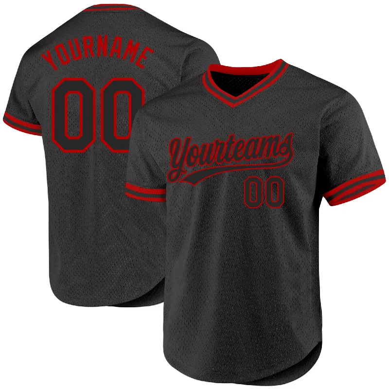 Baseball Jersey for Custom Name Jerseys-Custom Black Red Authentic Throwback Baseball Jersey