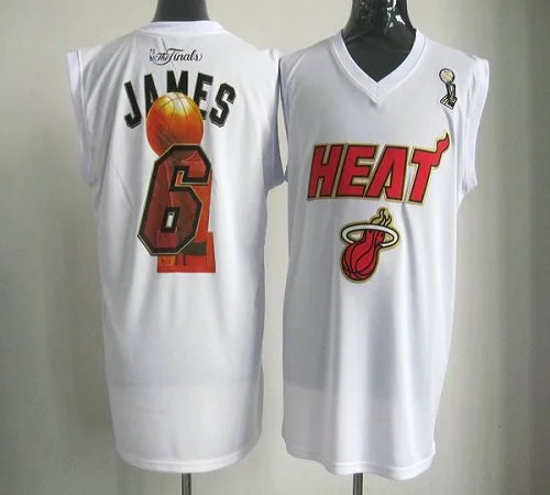 Basketball Jersey for Fan Apparel for College Basketball-2012 Finals Heat #6 LeBron James White Stitched Basketball Jersey