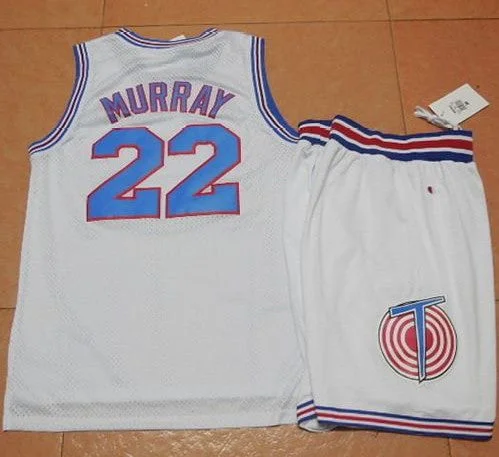 Basketball Jersey for School Spirit Wear-Space Jam Tune Squad #22 Bill Murray White Stitched Basketball Basketball Jersey