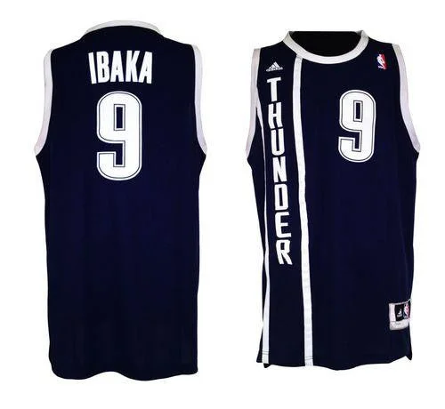 Basketball Jersey for Basketball Fan Apparel for Events-Thunder #9 Serge Ibaka Blue Alternate Stitched Basketball Jersey