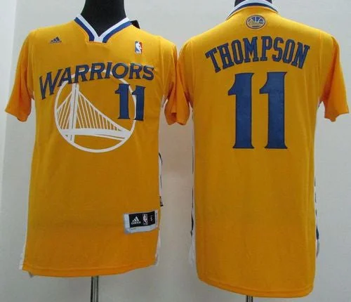 Basketball Jersey for Custom Team Logos for Fans-Revolution 30 Warriors #11 Klay Thompson Gold Alternate Stitched Basketball Jersey