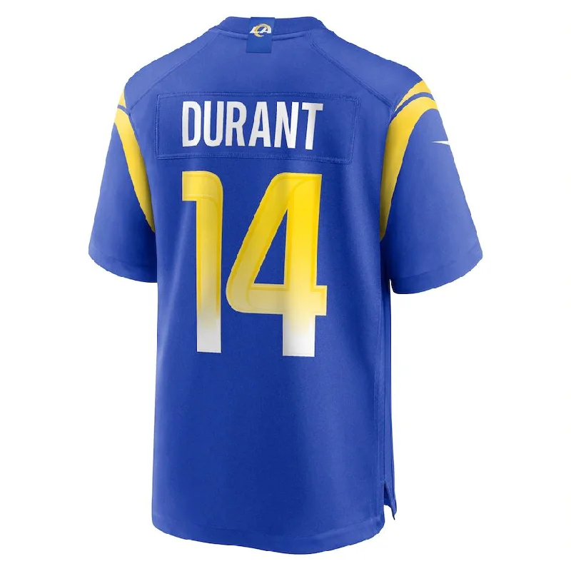 Rugby Jersey for Rugby Fan Apparel-LA.Rams #14 Cobie Durant Royal Game Player Jersey Stitched American Football Jerseys