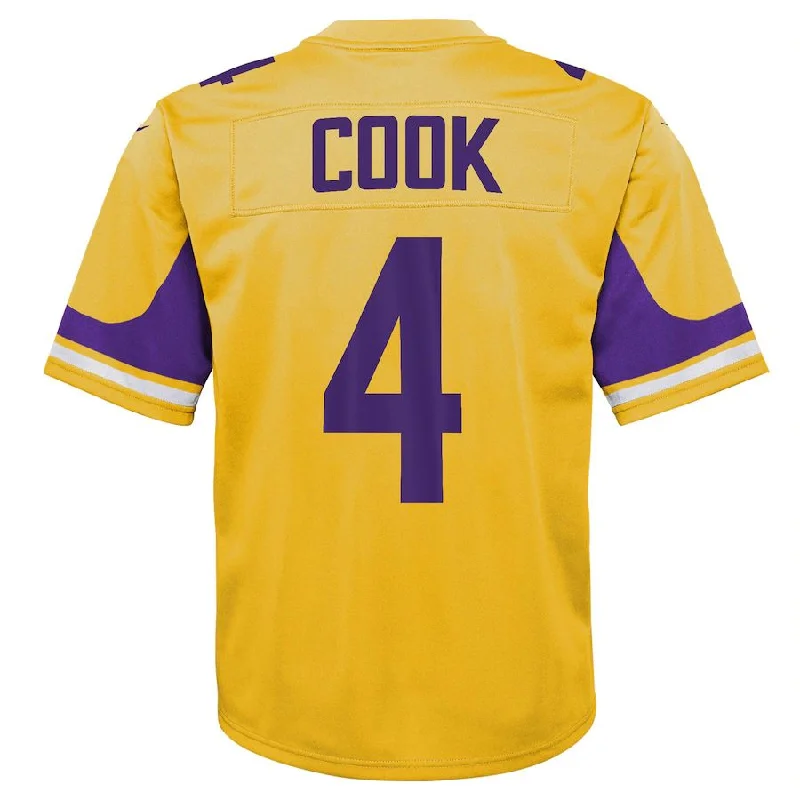 Rugby Jersey for Collector Rugby Jerseys-MN.Vikings #4 Dalvin Cook Gold Team Inverted Game Jersey Stitched American Football Jerseys