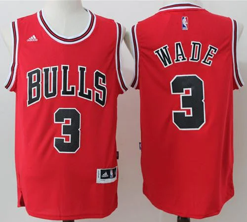 Basketball Jersey for Team Merchandise for Events-Bulls #3 Dwyane Wade Red Stitched Basketball Jersey