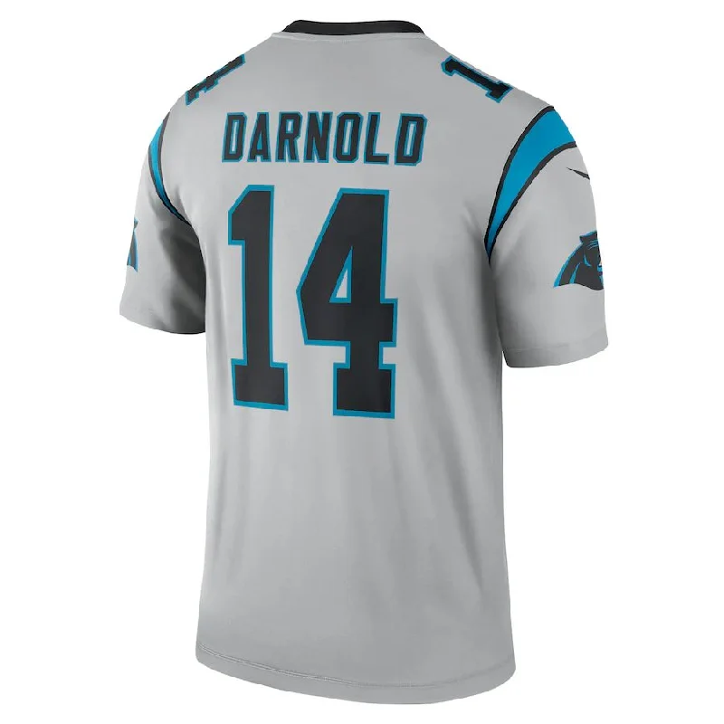 Rugby Jersey for Fundraising Events-C.Panthers #14 Sam Darnold Silver Inverted Legend Jersey Stitched American Football Jerseys