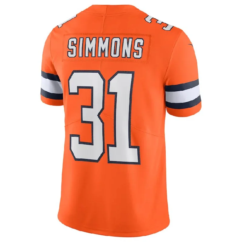 Rugby Jersey for Sports-Themed Gifts-D.Broncos #31 Justin Simmons Orange Alternate Vapor Limited Jersey Stitched American Football Jerseys