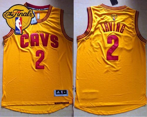 Basketball Jersey for Basketball-Themed Gifts for Kids-Cavaliers #2 Kyrie Irving Yellow Alternate The Finals Patch Stitched Basketball Jersey