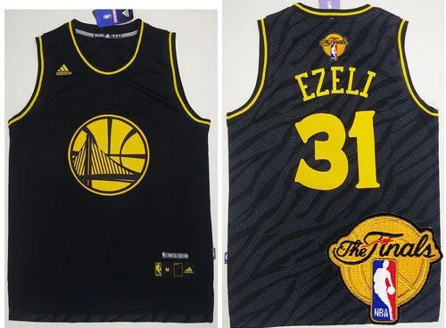 Basketball Jersey for Custom Fan Gear-Warriors #31 Festus Ezeli Black Precious Metals Fashion The Finals Patch Stitched Basketball Jersey