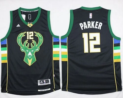 Basketball Jersey for Group Fan Merchandise-Bucks #12 Jabari Parker Black Alternate Stitched Basketball Jersey