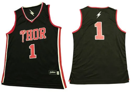 Basketball Jersey for Personalized Apparel for Basketball Games-Thor #1 Black Stitched Basketball Basketball Jersey