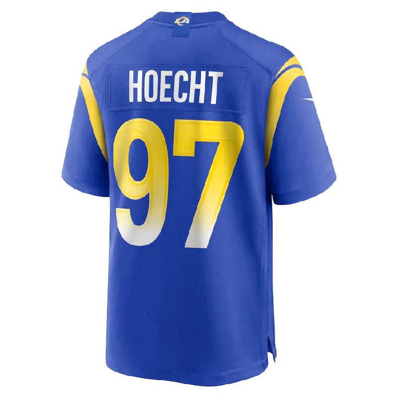 Rugby Jersey for Rugby Fan Apparel for Events-LA.Rams #97 Michael Hoecht Royal Game Player Jersey Stitched American Football Jerseys