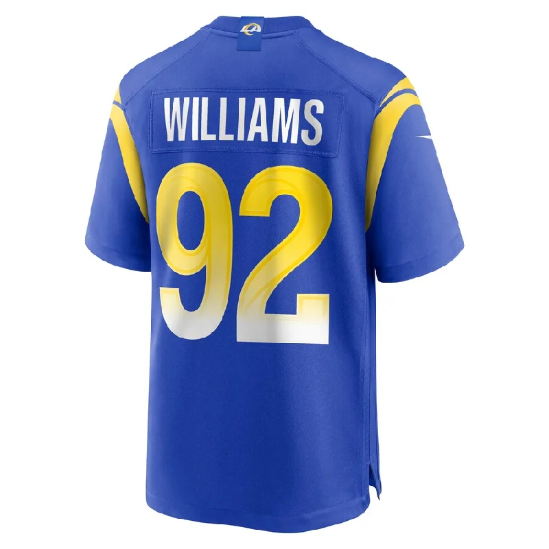 Rugby Jersey for Fun Rugby Group Apparel-LA.Rams #92 Jonah Williams Royal Game Player Jersey Stitched American Football Jerseys