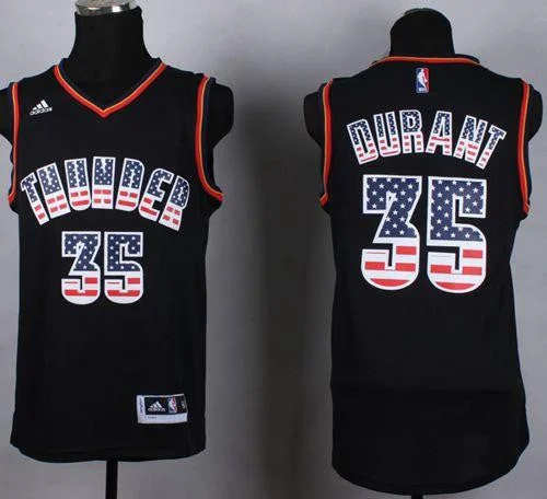 Basketball Jersey for Customized Basketball Apparel-Thunder #35 Kevin Durant Black USA Flag Fashion Stitched Basketball Jersey