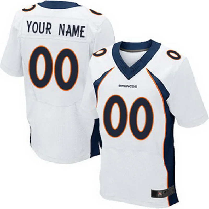 Rugby Jersey for Custom Apparel for Fans-Custom D.Broncos 2013 White Elite Jersey Stitched Jersey American Football Jerseys