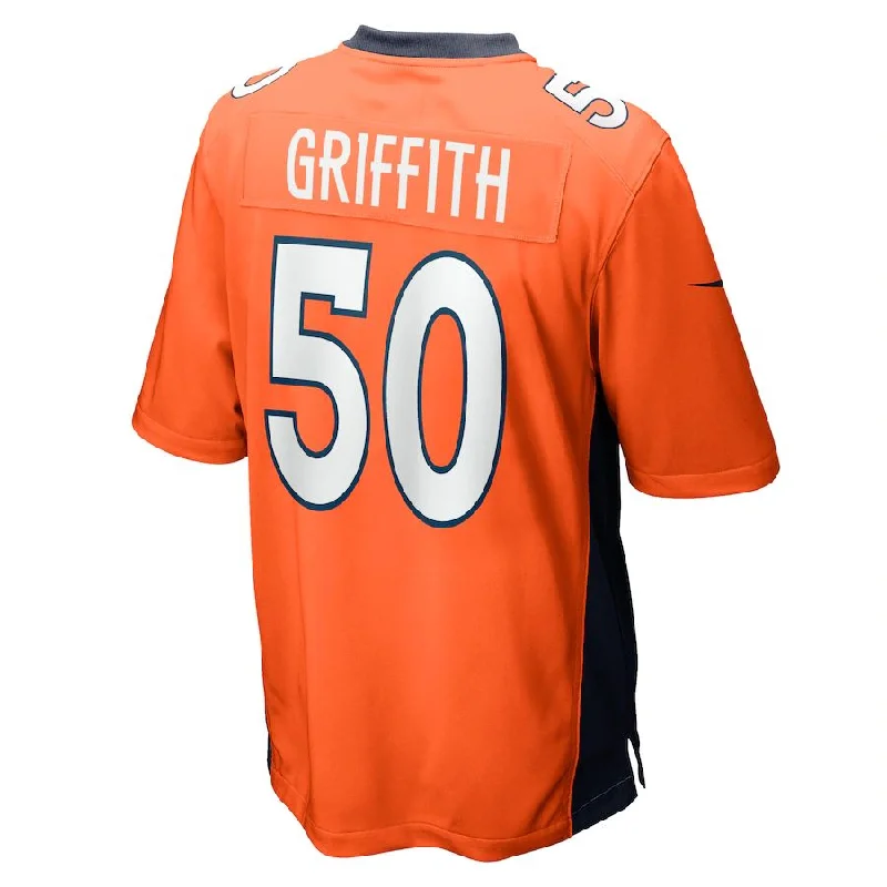 Rugby Jersey for Fun Sports Events-D.Broncos #50 Jonas Griffith Orange Game Jersey Stitched American Football Jerseys