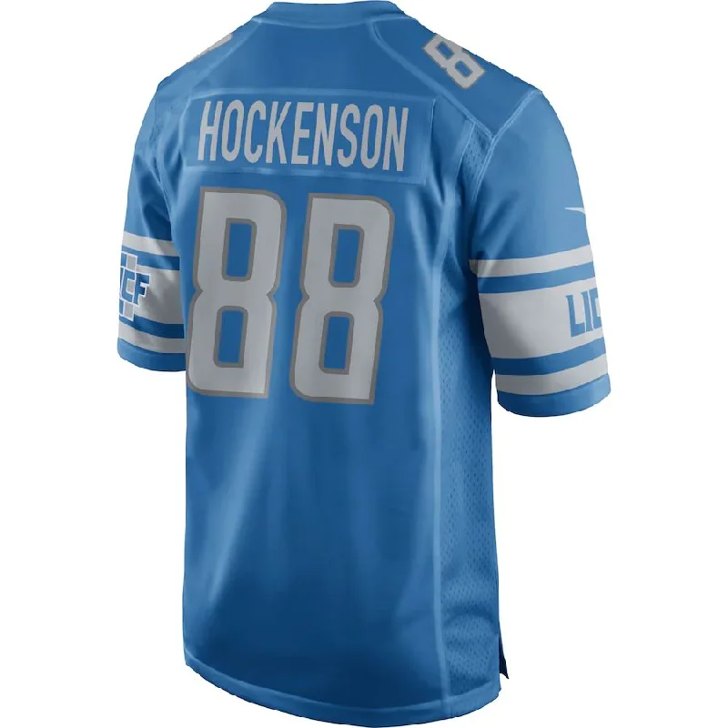 Rugby Jersey for Fun and Interactive Rugby Events-D.Lions #88 T.J. Hockenson Blue Game Jersey Stitched American Football Jerseys