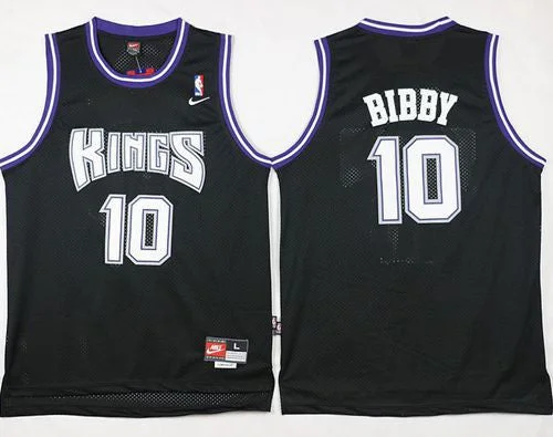 Basketball Jersey for Special Event Apparel-Kings #10 Mike Bibby Black Throwback Stitched Basketball Jersey