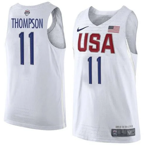 Team USA #11 Klay Thompson White 2016 Dream Team Game Basketball Jersey