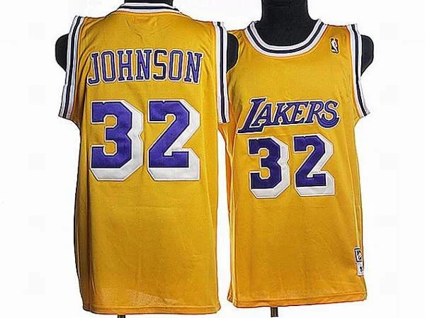 Basketball Jersey for Fan Merchandise for Basketball Events-Mitchell and Ness Lakers #32 Magic Johnson Stitched Yellow Throwback Basketball Jersey