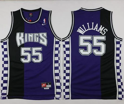 Basketball Jersey for Team Uniforms-Kings #55 Jason Williams Purple/Black Throwback Stitched Basketball Jersey