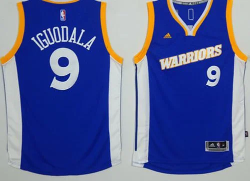 Basketball Jersey for Team Uniforms-Warriors #9 Andre Iguodala Royal Stretch Crossover Stitched Basketball Jersey