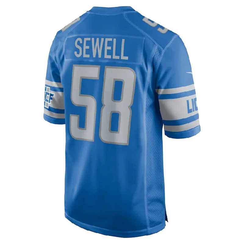 Rugby Jersey for Collector’s Rugby Jerseys-D.Lions #58 Penei Sewell Blue Game Jersey Stitched American Football Jerseys