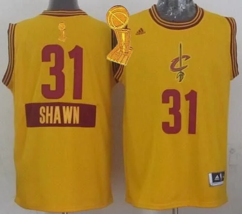 Basketball Jersey for Fun Basketball Tournaments-Cavaliers #31 Shawn Marion Yellow 2014-15 Christmas Day The Champions Patch Stitched Basketball Jersey