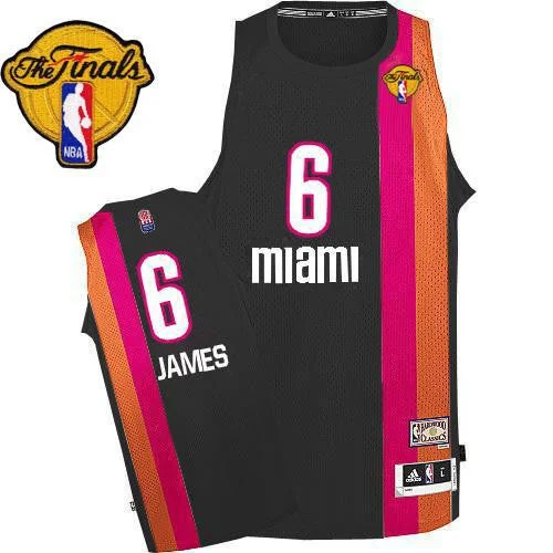 Basketball Jersey for Personalized Player Names-Heat #6 LeBron James Black ABA Hardwood Classic With Finals Patch Stitched Basketball Jersey