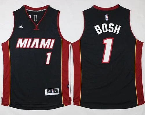 Basketball Jersey for Custom Basketball Jerseys for Tournaments-Heat #1 Chris Bosh Stitched Black Basketball Jersey