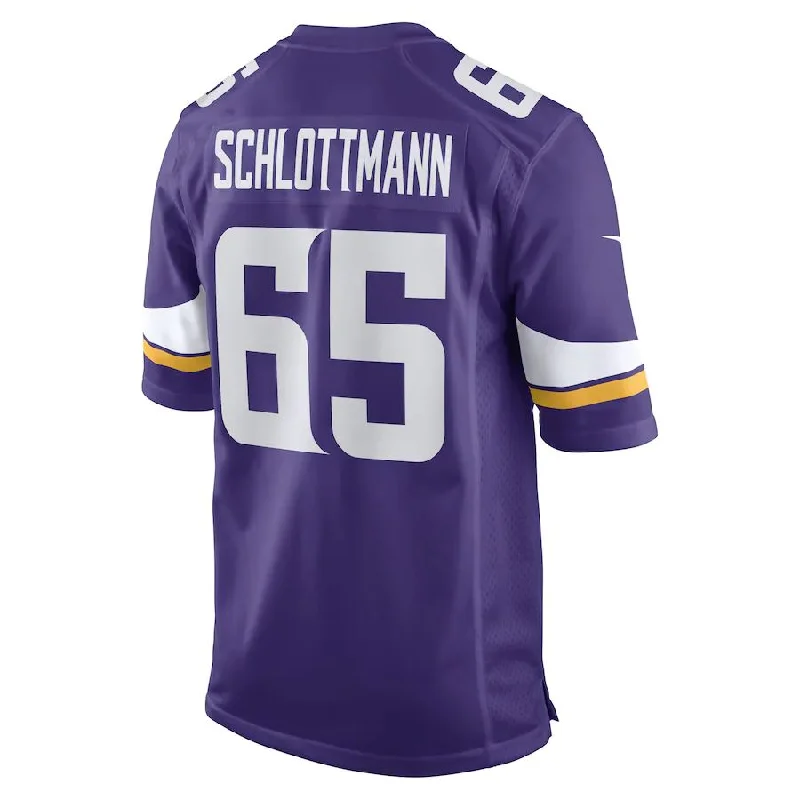 Rugby Jersey for Collector’s Rugby Gear-MN.Vikings #65 Austin Schlottmann Purple Game Player Jersey Stitched American Football Jerseys