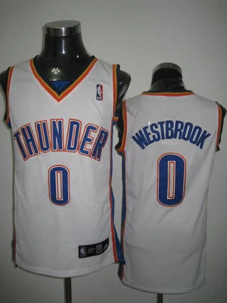 Basketball Jersey for Fun Basketball Apparel for Families-Thunder #0 Russell Westbrook Stitched White Basketball Jersey