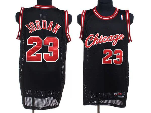 Basketball Jersey for Basketball Fan Apparel-Bulls #23 Michael Jordan Stitched Black Crabbed Typeface Basketball Jersey