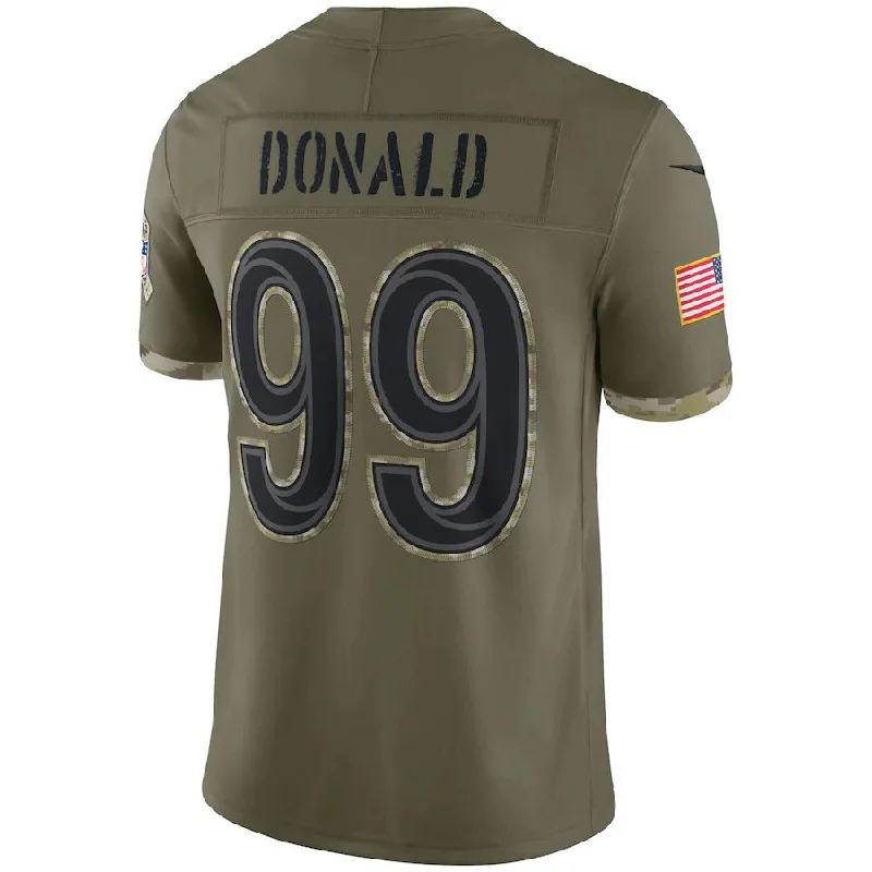 Rugby Jersey for Local Rugby Teams-LA.Rams #99 Aaron Donald Olive 2022 Salute To Service Limited Jersey Stitched American Football Jersey