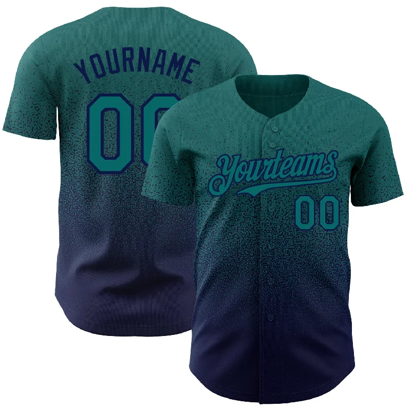 Baseball Jersey for Fun Sports Events-Custom Teal Navy Authentic Fade Fashion Baseball Jersey