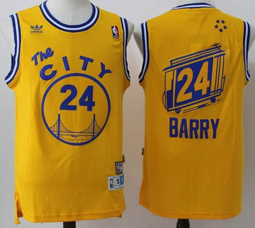 Custom Basketball Jersey for Teams-Warriors #24 Rick Barry Gold Throwback The City Stitched Basketball Jersey