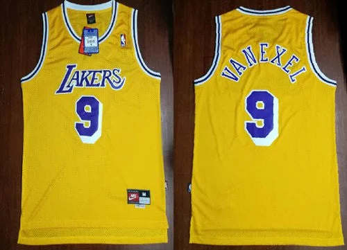 Basketball Jersey for Exclusive Basketball Team Apparel-Mitchell And Ness Lakers #9 Nick Van Exel Yellow Throwback Stitched Basketball Jersey