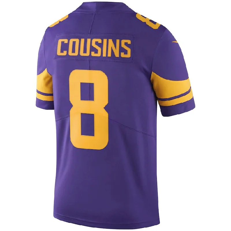 Rugby Jersey for Team Spirit Apparel for Fans-MN.Vikings #8 Kirk Cousins Purple Color Rush Vapor Untouchable Limited Jersey Stitched American Football Jerseys