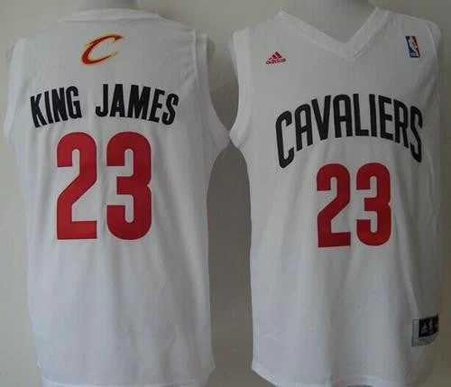 Basketball Jersey for Retro Basketball Fan Apparel-Cavaliers #23 LeBron James White "King James" Stitched Basketball Jersey