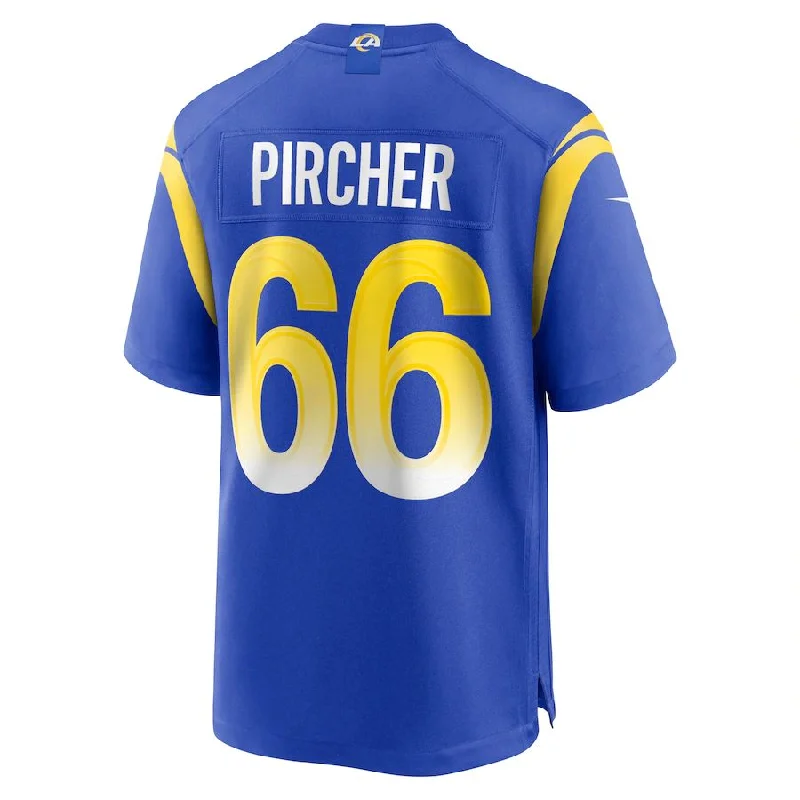 Rugby Jersey for Custom Team Jerseys for Schools-LA.Rams #66 Max Pircher Royal Game Jersey Stitched American Football Jerseys