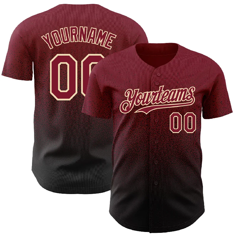 Baseball Jersey for Fan Club Apparel-Custom Crimson Black-Cream Authentic Fade Fashion Baseball Jersey