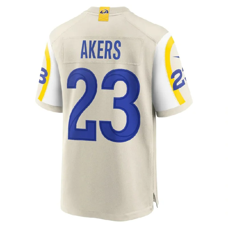 Rugby Jersey for School Teams-LA.Rams #23 Cam Akers Bone Game Jersey Stitched American Football Jerseys