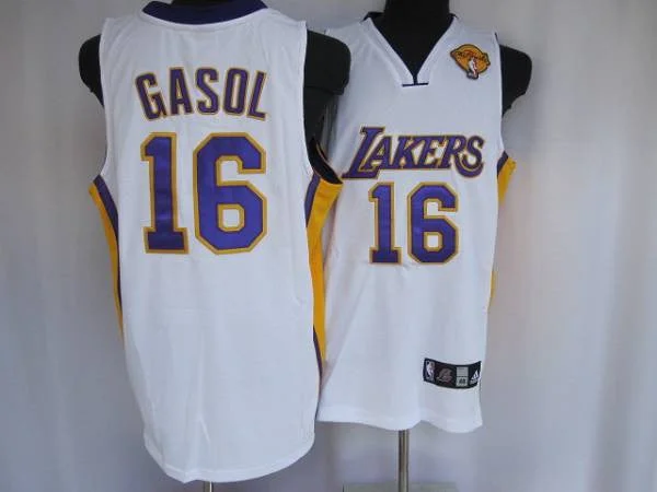 Basketball Jersey for Custom Fan Jerseys for Players-Lakers #16 Pau Gasol Stitched White Final Patch Basketball Jersey