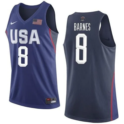 Basketball Jersey for Customizable Fan Apparel-Team USA #8 Harrison Barnes Navy Blue 2016 Dream Team Game Basketball Jersey