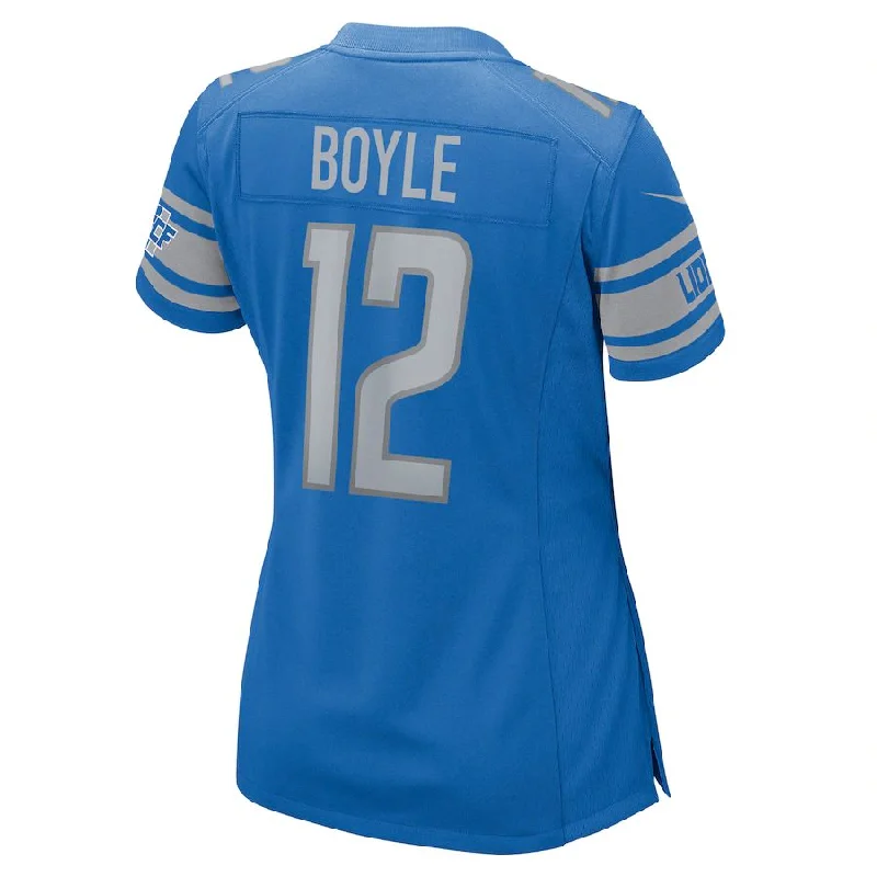 Rugby Jersey for Local Rugby League Gear-D.Lions #12 Tim Boyle Blue Game Player Jersey Stitched American Football Jerseys