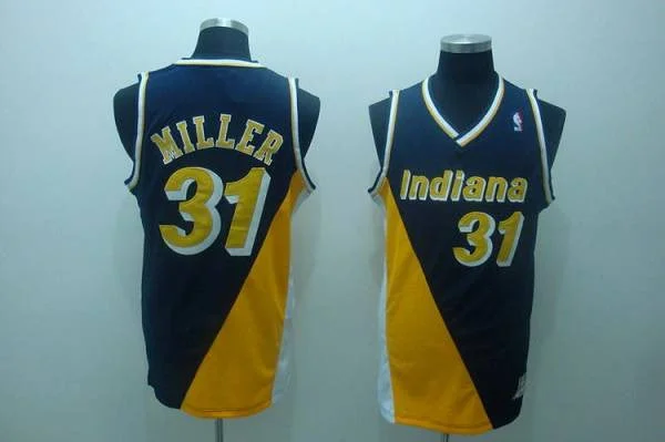 Basketball Jersey for Professional Basketball Team Gear-Mitchell and Ness Pacers #31 Reggie Miller Stitched Black&Yellow Throwback Basketball Jersey