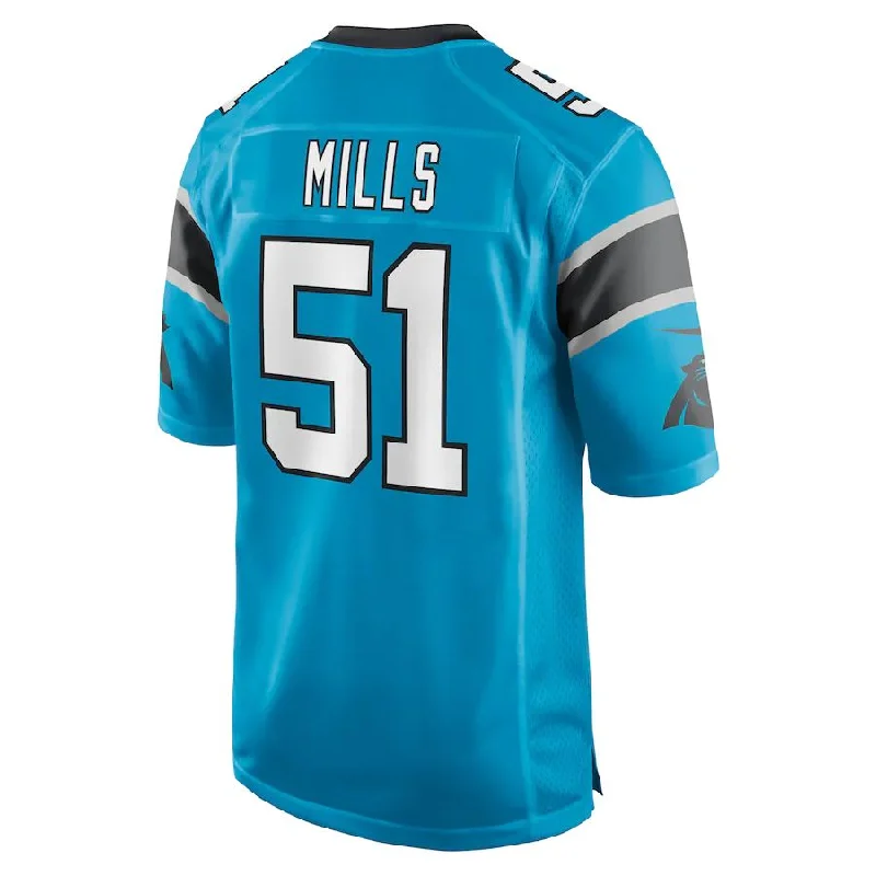 Rugby Jersey for Official League Merchandise-C.Panthers #51 Sam Mills Blue Retired Player Jersey Stitched American Football Jerseys