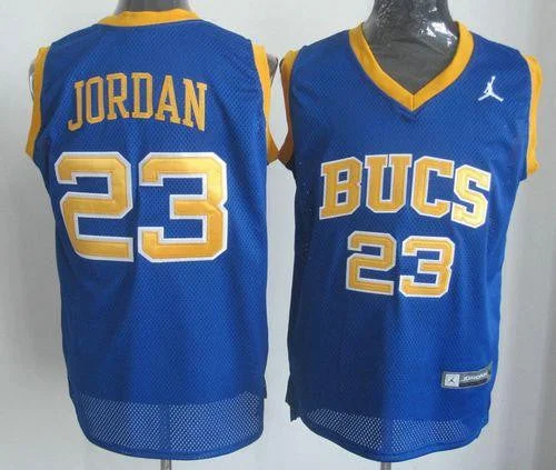 Basketball Jersey for Custom Team Colors-Bulls #23 Michael Jordan Blue Laney Bucs High School Stitched Basketball Jersey