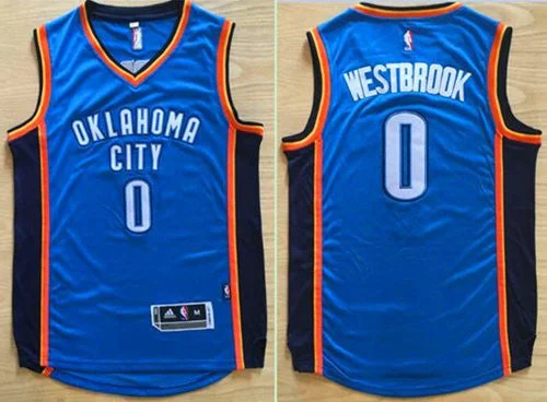 Basketball Jersey for Basketball Jersey Gifts for Players-Thunder #0 Russell Westbrook Blue Revolution 30 Stitched Basketball Jersey