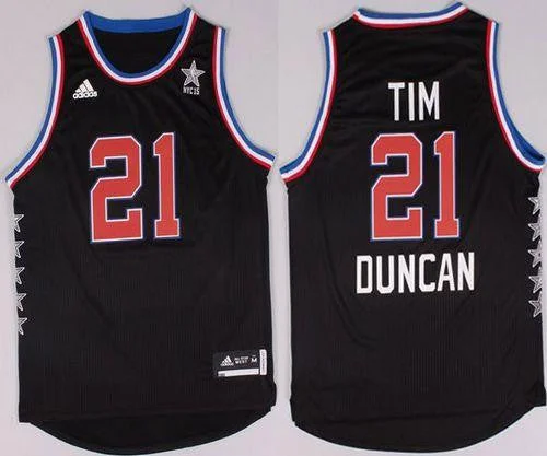 Basketball Jersey for School Spirit Wear-Spurs #21 Tim Duncan Black 2015 All Star Stitched Basketball Jersey