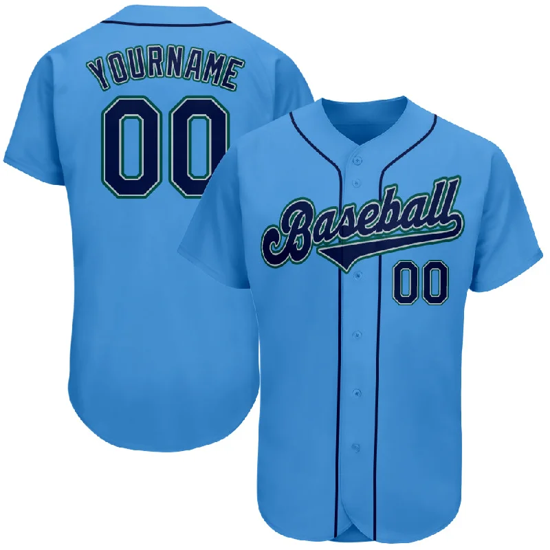 Baseball Jersey for Fun Family Baseball Events-Custom Powder Blue Navy-Teal Authentic Baseball Jersey